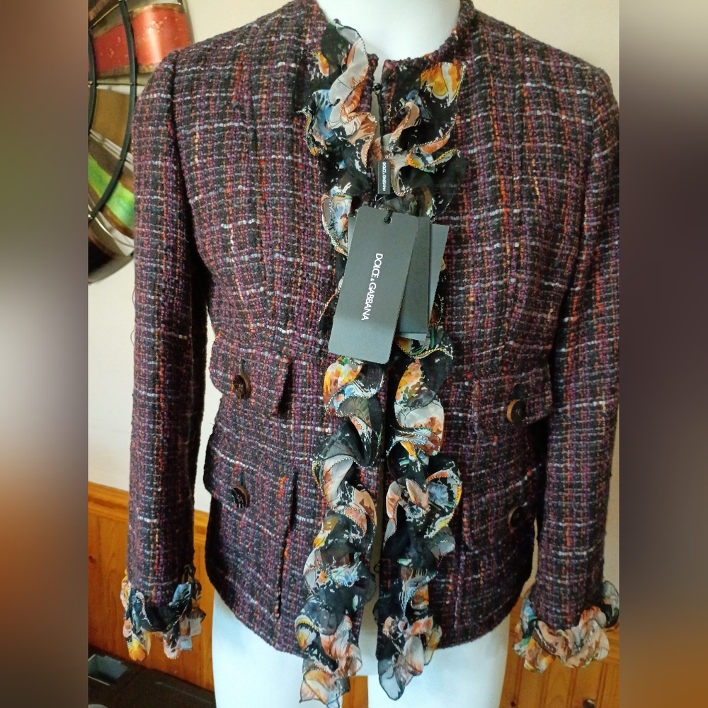 D&G Tweed Jacket with Floral Trim
